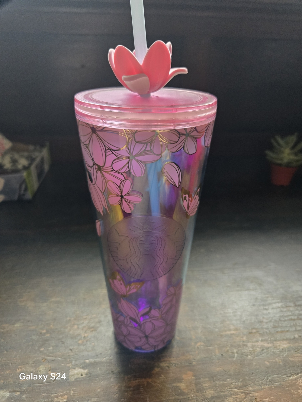 Starbucks Iridescent Cherry Blossom Tumbler with Straw